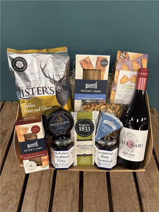 The Cheese & Cracker Hamper With Red Wine